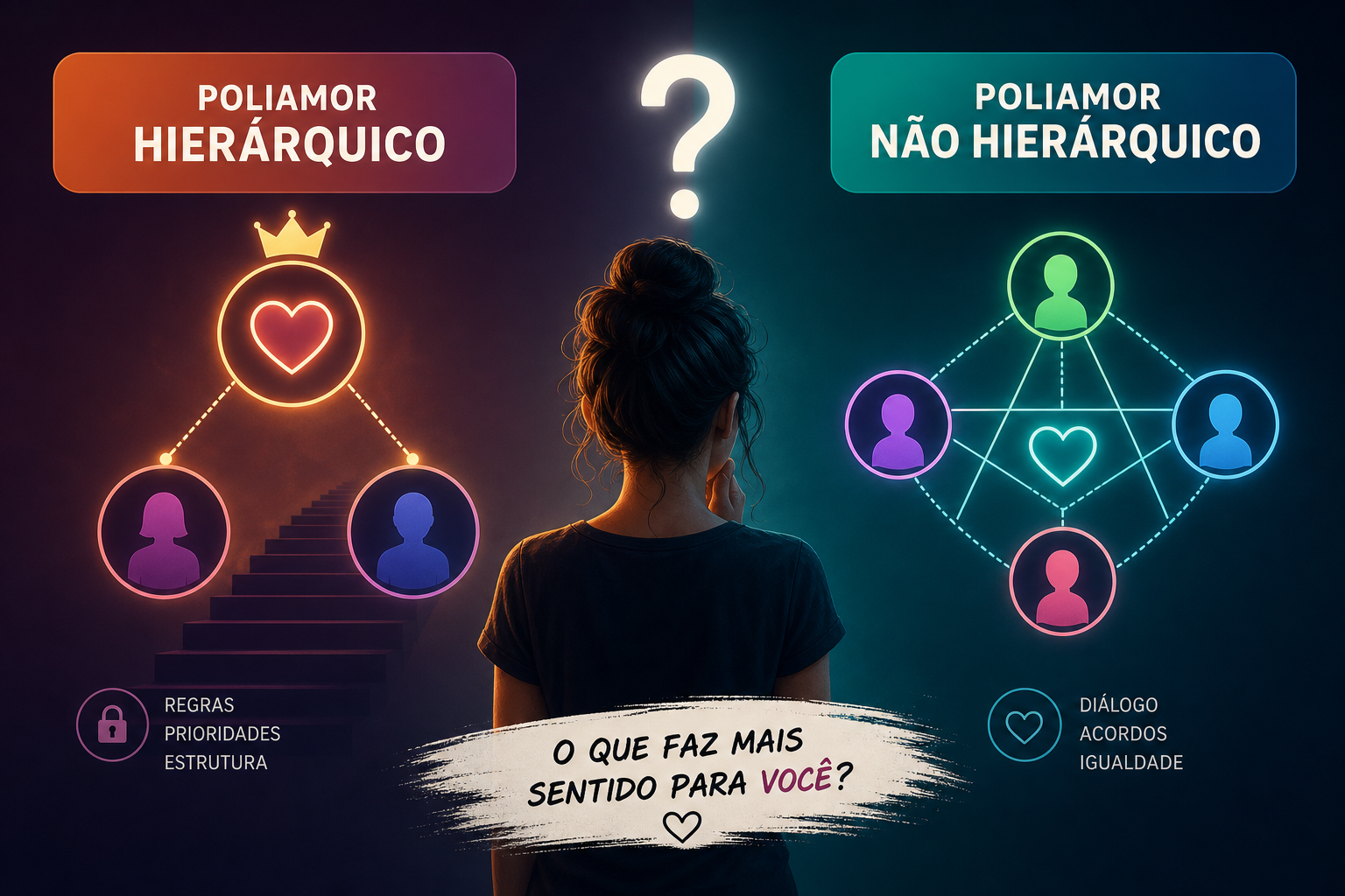 Como escolher entre poliamor hierárquico e não hierárquico com clareza