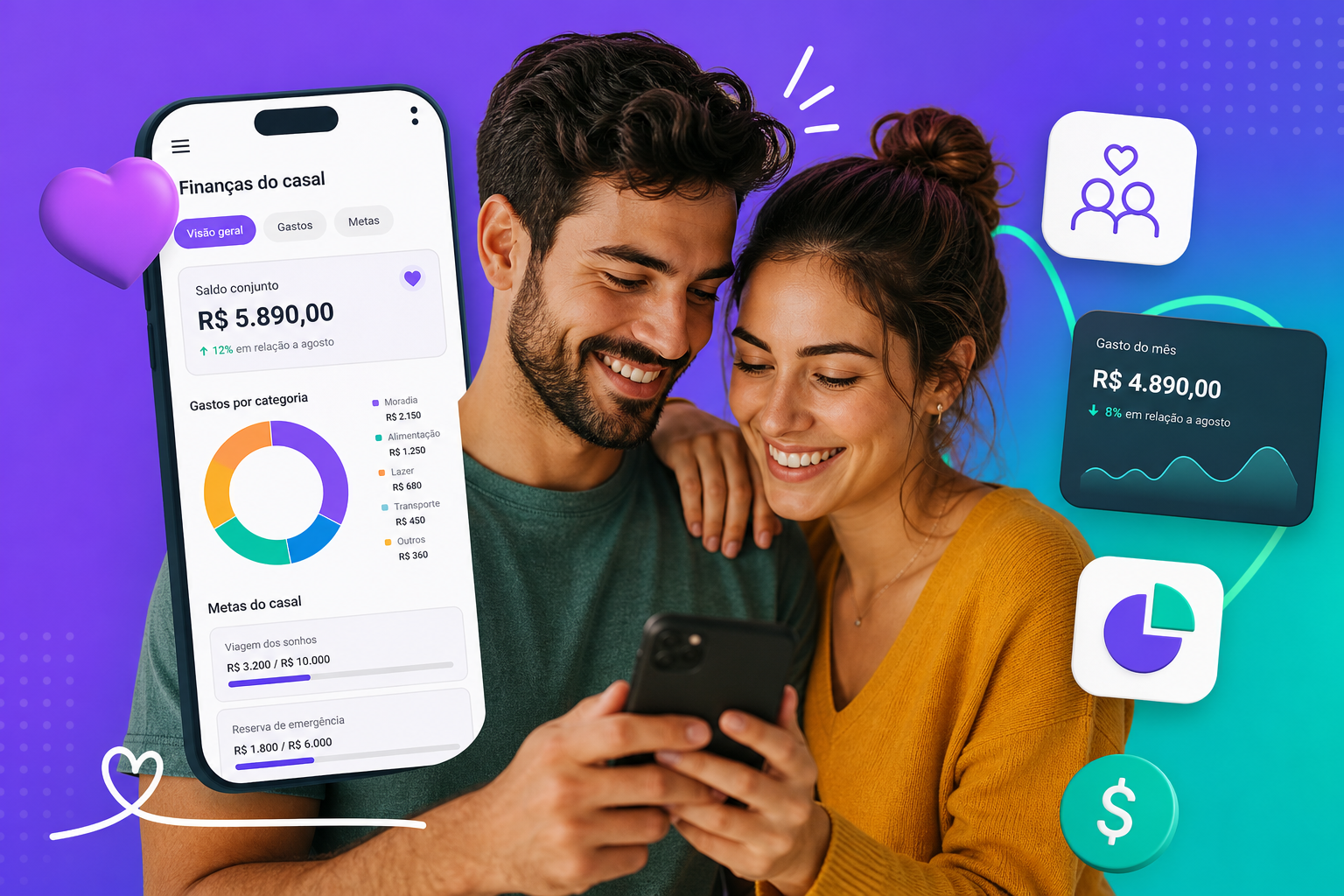 Como usar apps financeiros para organizar gastos de casal em relacionamento moderno