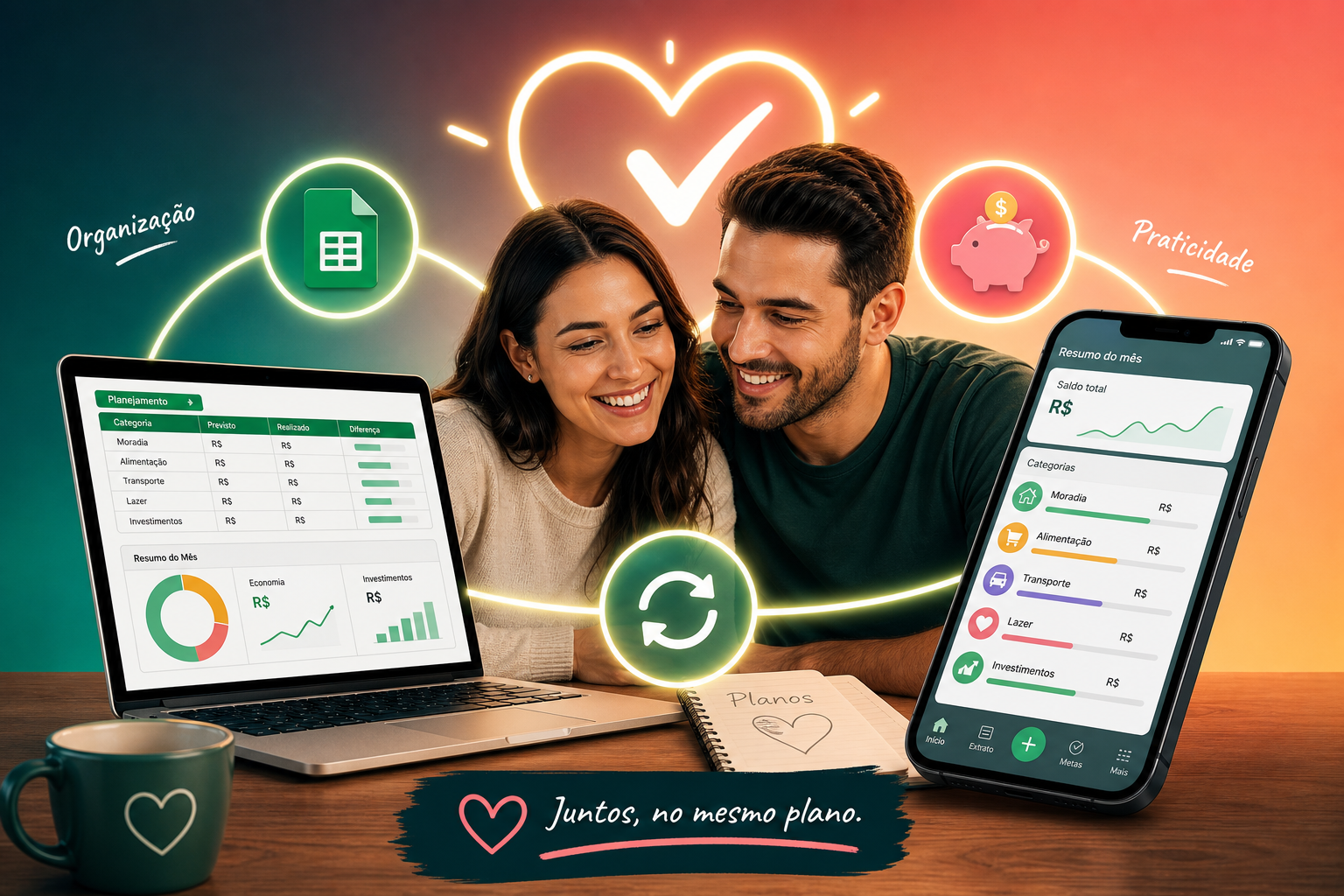 Como usar planilha e app de maneira combinada para finanças de casal sem estresse