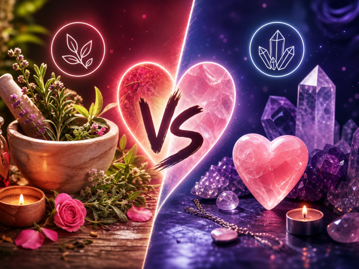 Comparativo: simpatias com ervas ou cristais — qual funciona melhor no amor?