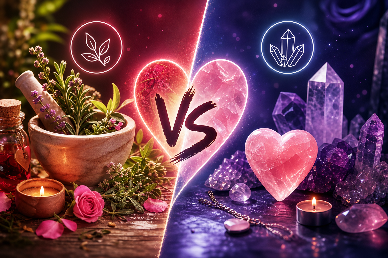 Comparativo: simpatias com ervas ou cristais — qual funciona melhor no amor?